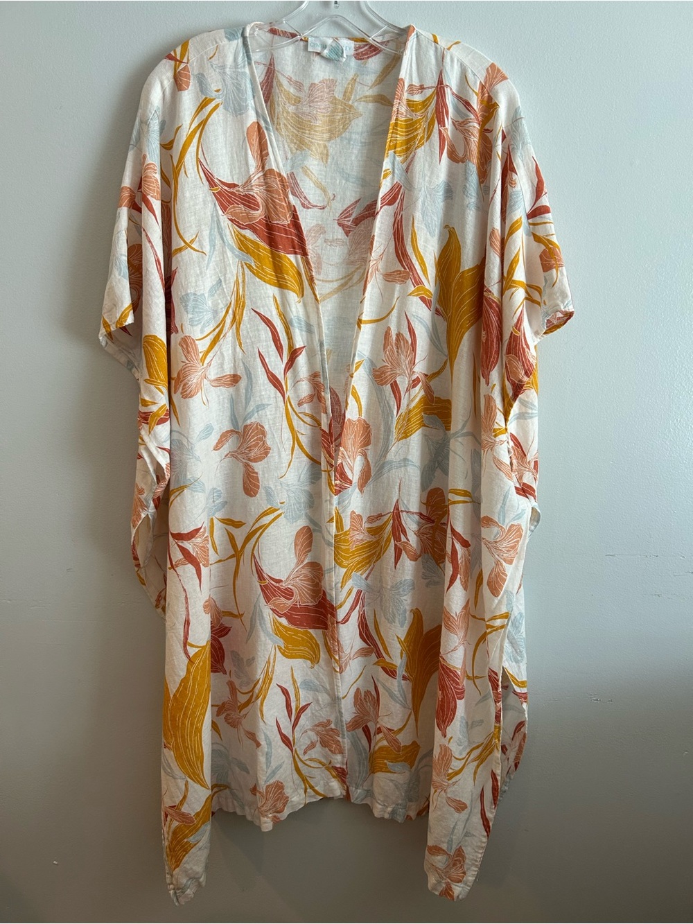Cynthia Rowley Kimono Cover Up Linen Blend Vacation Coastal Boho Cottage Core